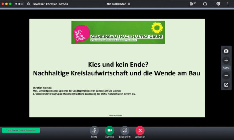 Grüne informieren über Kreislaufwirtschaft am Bau. Feste Recyclingquoten bei Beton gefordert